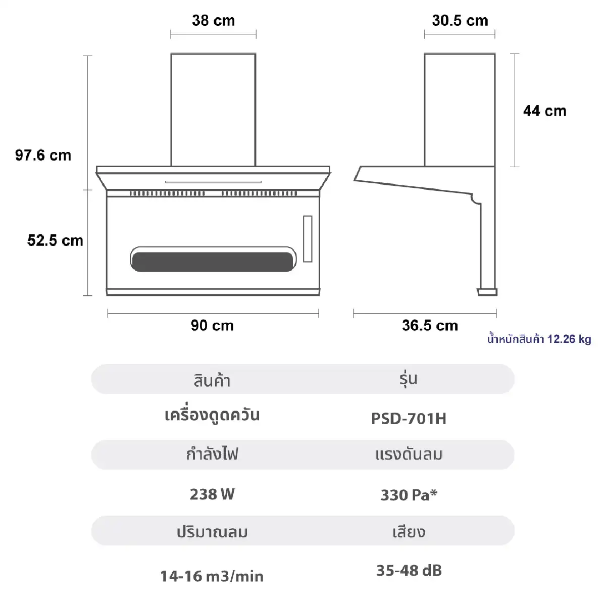 เครื่องดูดควัน | รุ่น PSD-701H - Image 11